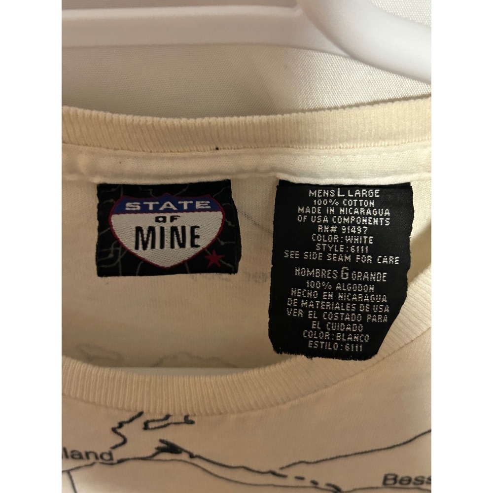 State of Mine Mens Wisconsin Map T-Shirt Large Cream All Over Print Cheese Tee - Picture 3 of 5